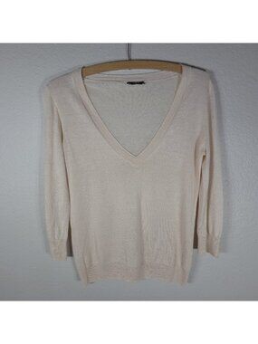 J Crew Women’s XS Lightweight Merino Light Peach Knit Pullover Sweater V Neck